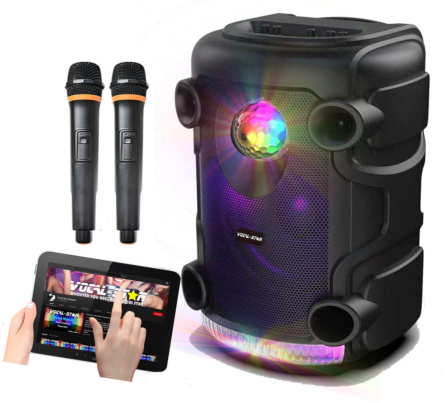 VS-Disco Portable PA Bluetooth Karaoke Machine with LED Lights & 2 Microphones – 300W Party Speaker