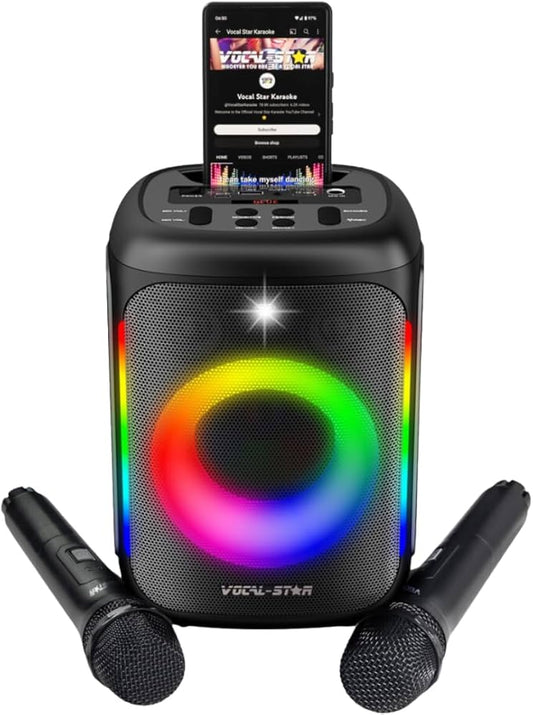 VS-275BT Portable Bluetooth Karaoke Machine with 2 Wireless Microphones